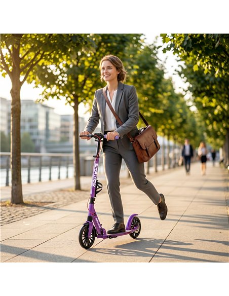 SPORTNOW Foldable Kick Scooter with Height Adjustable Handlebar, One-click Folding Adult Scooters with 200 mm Big Wheels, Purple - pic 213279 | FastDaddyshop