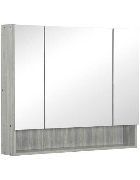 Kleankin Bathroom Wall Mounted Storage Cabinet with Shelves, 3 Doors, Cupboards, Grey - pic 21328 | FastDaddyshop