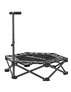 SPORTNOW 42" Foldable Mini Trampoline, One-Step Fold & Open, Rebounder Trampoline with 3-Level Adjustable Handle for Adults