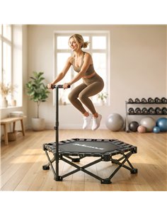 SPORTNOW 42" Foldable Mini Trampoline, One-Step Fold & Open, Rebounder Trampoline with 3-Level Adjustable Handle for Adults 2