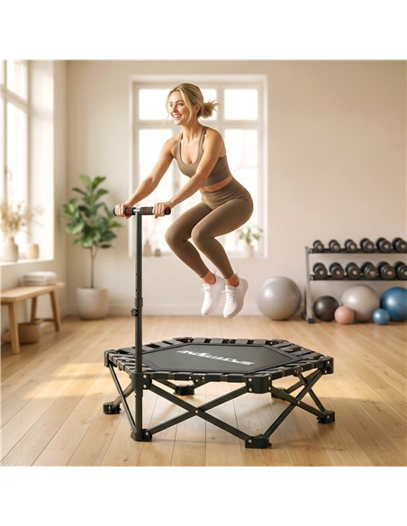 SPORTNOW 42" Foldable Mini Trampoline, One-Step Fold & Open, Rebounder Trampoline with 3-Level Adjustable Handle for Adults - pic 213281 | FastDaddyshop