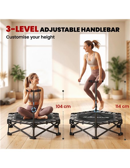 SPORTNOW 42" Foldable Mini Trampoline, One-Step Fold & Open, Rebounder Trampoline with 3-Level Adjustable Handle for Adults - pic 213284 | FastDaddyshop