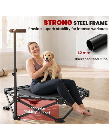 SPORTNOW 42" Foldable Mini Trampoline, One-Step Fold & Open, Rebounder Trampoline with 3-Level Adjustable Handle for Adults - pic 213285 | FastDaddyshop