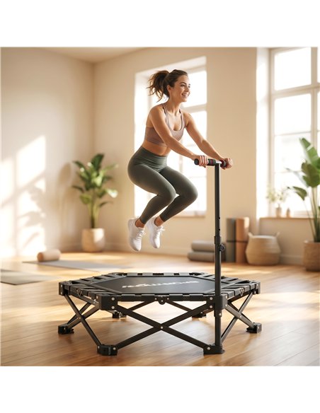 SPORTNOW 42" Foldable Mini Trampoline, One-Step Fold & Open, Rebounder Trampoline with 3-Level Adjustable Handle for Adults - pic 213287 | FastDaddyshop