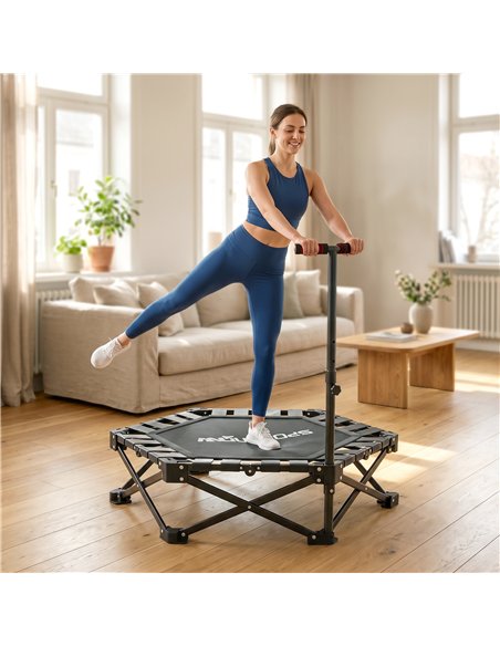 SPORTNOW 42" Foldable Mini Trampoline, One-Step Fold & Open, Rebounder Trampoline with 3-Level Adjustable Handle for Adults - pic 213288 | FastDaddyshop
