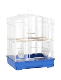 PawHut Large Metal Bird Cage with Perches, Food Bowls, Swing, for Budgies, Parakeets, Blue