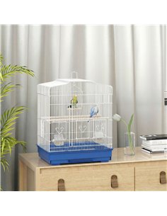 PawHut Large Metal Bird Cage with Perches, Food Bowls, Swing, for Budgies, Parakeets, Blue 2