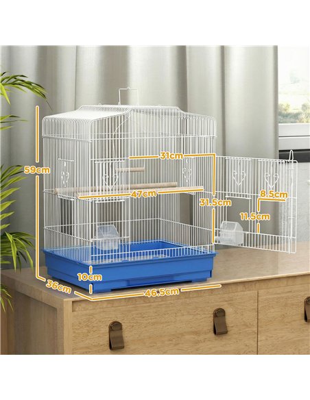 PawHut Large Metal Bird Cage with Perches, Food Bowls, Swing, for Budgies, Parakeets, Blue - pic 213291 | FastDaddyshop