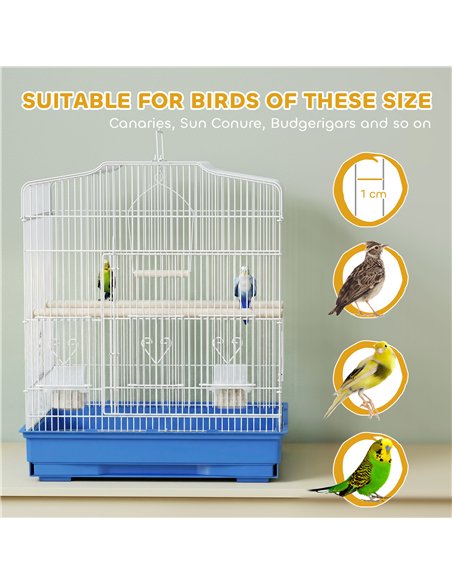 PawHut Large Metal Bird Cage with Perches, Food Bowls, Swing, for Budgies, Parakeets, Blue - pic 213295 | FastDaddyshop