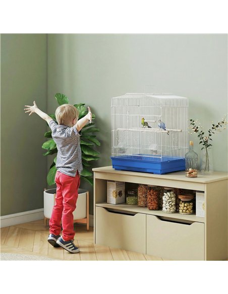 PawHut Large Metal Bird Cage with Perches, Food Bowls, Swing, for Budgies, Parakeets, Blue - pic 213296 | FastDaddyshop