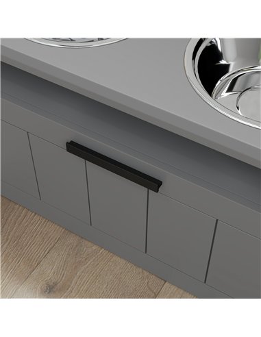 PawHut Raised Dog Bowl with Slow Feeder, Two Stainless Steel Dog Bowls, Drawer, for Large and Extra Large Dogs, Grey