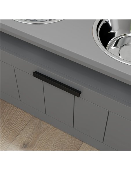 PawHut Raised Dog Bowl with Slow Feeder, Two Stainless Steel Dog Bowls, Drawer, for Large and Extra Large Dogs, Grey - pic 213306 | FastDaddyshop