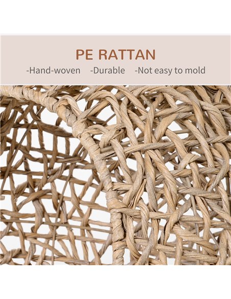 PawHut Rattan Elevated Cat Bed House Kitten Basket Ball-Shaped Pet Furniture w/ Removable Cushion - Natural - pic 213319 | FastDaddyshop