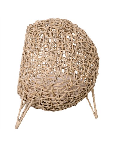 PawHut Rattan Elevated Cat Bed House Kitten Basket Ball-Shaped Pet Furniture w/ Removable Cushion - Natural