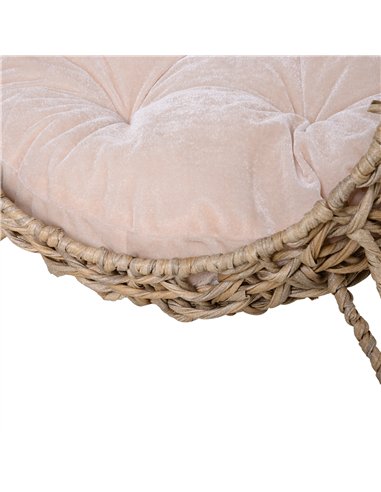 PawHut Rattan Elevated Cat Bed House Kitten Basket Ball-Shaped Pet Furniture w/ Removable Cushion - Natural