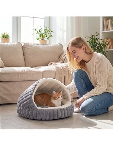 PawHut Cat Bed for Indoor Kittens, Cat Cave House with Non-Slip Bottom and Washable Cushion