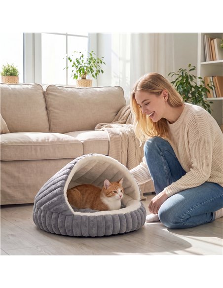 PawHut Cat Bed for Indoor Kittens, Cat Cave House with Non-Slip Bottom and Washable Cushion - pic 213326 | FastDaddyshop