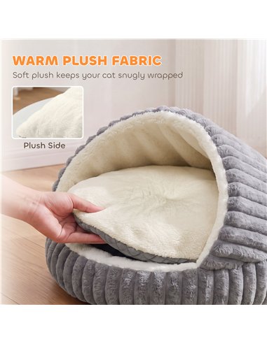 PawHut Cat Bed for Indoor Kittens, Cat Cave House with Non-Slip Bottom and Washable Cushion
