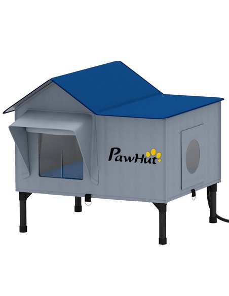 PawHut Heated Cat House Weatherproof w/ Heating Pad, Elevated Base, Escape Door, Cat Winter Shelter for Stray, Barn Cats - pic 213334 | FastDaddyshop