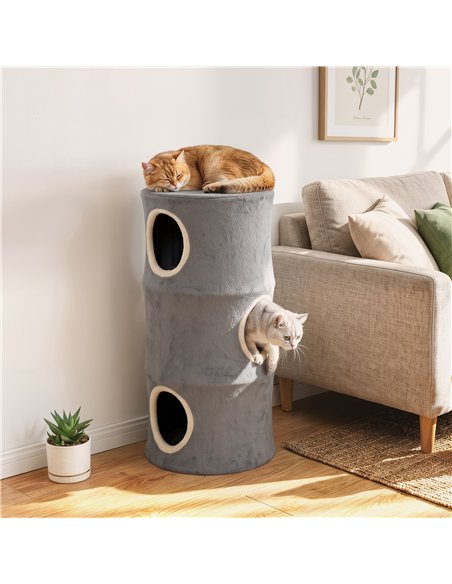 PawHut Cat House for Indoor Kittens, Cat Condo with Removable Washable Cover, Modern Barrel-Shaped Kitty Cave Bed - pic 213344 | FastDaddyshop