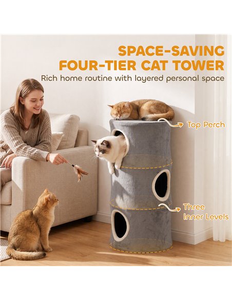 PawHut Cat House for Indoor Kittens, Cat Condo with Removable Washable Cover, Modern Barrel-Shaped Kitty Cave Bed - pic 213346 | FastDaddyshop