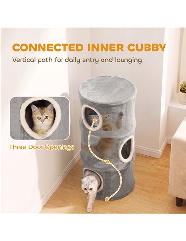 PawHut Cat House for Indoor Kittens, Cat Condo with Removable Washable Cover, Modern Barrel-Shaped Kitty Cave Bed