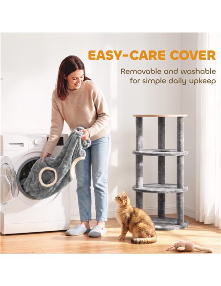 PawHut Cat House for Indoor Kittens, Cat Condo with Removable Washable Cover, Modern Barrel-Shaped Kitty Cave Bed - pic 213348 | FastDaddyshop