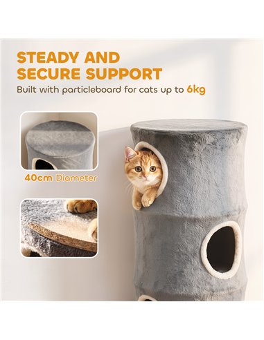 PawHut Cat House for Indoor Kittens, Cat Condo with Removable Washable Cover, Modern Barrel-Shaped Kitty Cave Bed