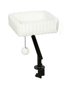 PawHut Cat Desk Bed, 360° Rotatable Raised Cat House for Desk, Window, Soft Kitten Hammock with Hanging Ball, White