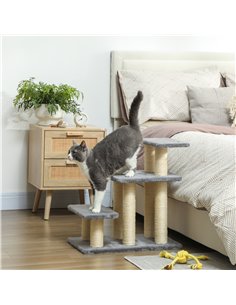 PawHut Pet Steps for Bed, 3 Step Adjustable Pet Stairs for Sofa with 6 Sisal Scratching Posts for Small Dogs & Cats, Grey 2