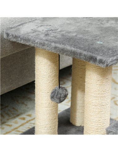 PawHut Pet Steps for Bed, 3 Step Adjustable Pet Stairs for Sofa with 6 Sisal Scratching Posts for Small Dogs & Cats, Grey