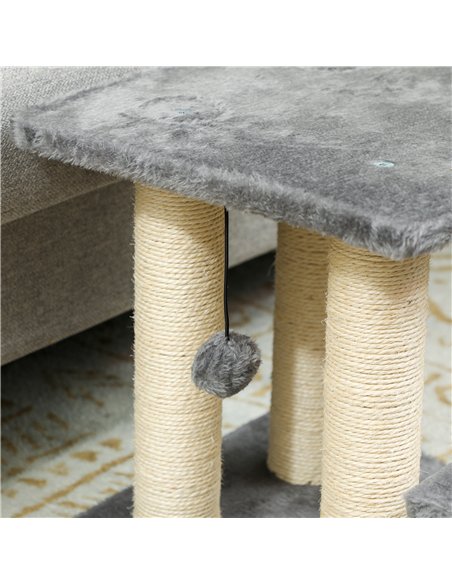 PawHut Pet Steps for Bed, 3 Step Adjustable Pet Stairs for Sofa with 6 Sisal Scratching Posts for Small Dogs & Cats, Grey - pic 213404 | FastDaddyshop