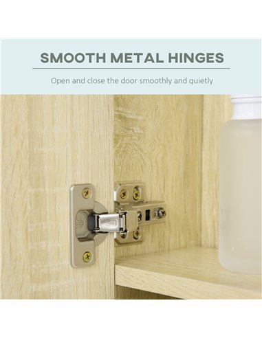 Kleankin LED Bathroom Mirror Cabinet, Wall Mounted Dimmable Medicine Cabinet with Adjustable Shelf and Mirrored Door, Natural