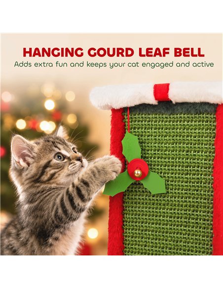 PawHut Cat Scratching Post for Indoor Cats, 81cm Tall Cat Scratcher with Sisal Rope, Hanging Bell Toy, Stable Base, Green & Red - pic 213430 | FastDaddyshop