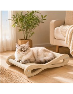 PawHut 2 in 1 Sisal Cat Scratcher Bed Cat Scratching Board and Lounger 60 x 35 x 13 cm Cream White 2