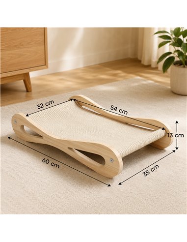 PawHut 2 in 1 Sisal Cat Scratcher Bed Cat Scratching Board and Lounger 60 x 35 x 13 cm Cream White