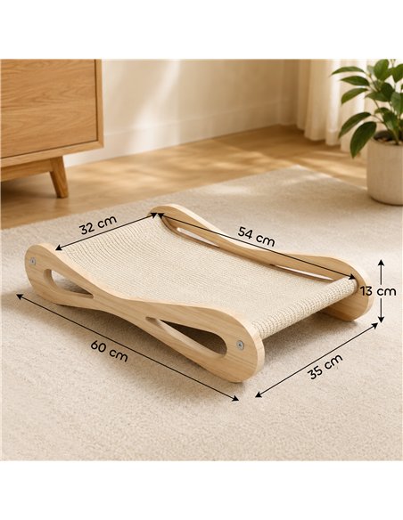 PawHut 2 in 1 Sisal Cat Scratcher Bed Cat Scratching Board and Lounger 60 x 35 x 13 cm Cream White - pic 213435 | FastDaddyshop