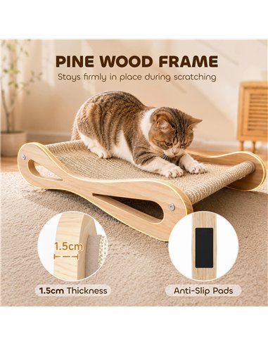 PawHut 2 in 1 Sisal Cat Scratcher Bed Cat Scratching Board and Lounger 60 x 35 x 13 cm Cream White