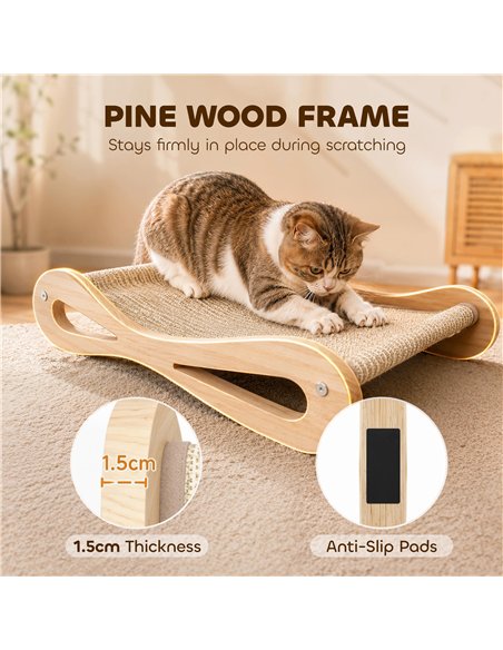 PawHut 2 in 1 Sisal Cat Scratcher Bed Cat Scratching Board and Lounger 60 x 35 x 13 cm Cream White - pic 213438 | FastDaddyshop