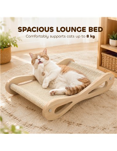 PawHut 2 in 1 Sisal Cat Scratcher Bed Cat Scratching Board and Lounger 60 x 35 x 13 cm Cream White