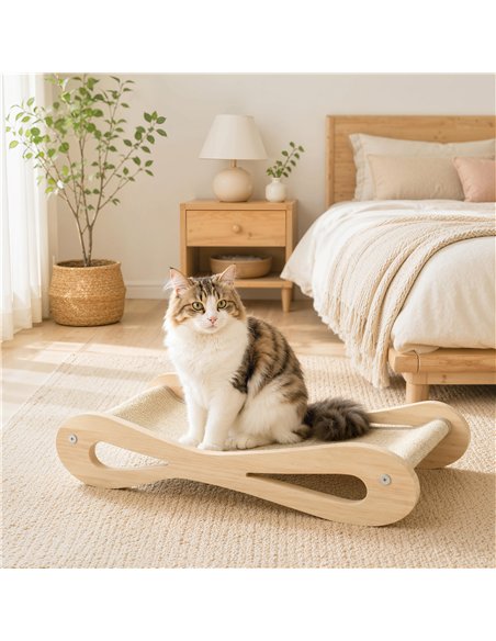 PawHut 2 in 1 Sisal Cat Scratcher Bed Cat Scratching Board and Lounger 60 x 35 x 13 cm Cream White - pic 213440 | FastDaddyshop