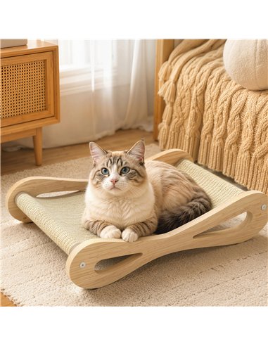 PawHut 2 in 1 Sisal Cat Scratcher Bed Cat Scratching Board and Lounger 60 x 35 x 13 cm Cream White