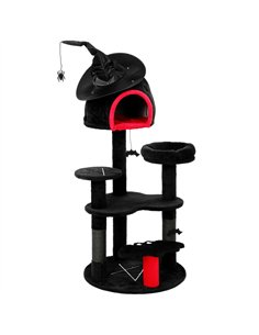 PawHut Gothic Cat Tree, 155cm Cat Tower for Indoor Kittens, Multi-Level Stable Kitten Activity Centre, Black, Halloween
