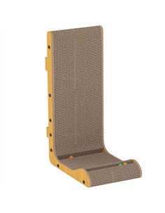 PawHut Cat Scratching Board Wall Mounted Cat Scratcher Corrugated 3 Toy Balls 39 x 23.5 x 57.5 cm Brown