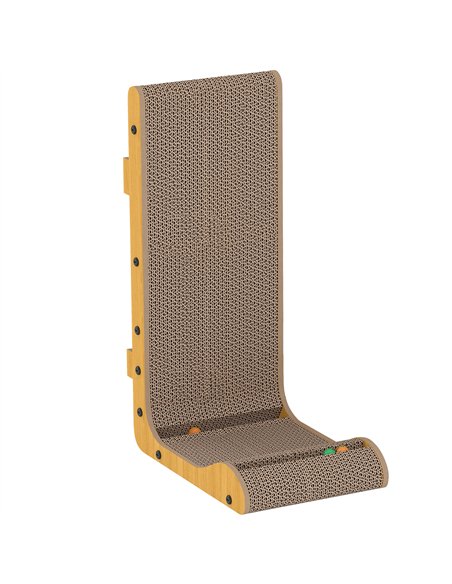 PawHut Cat Scratching Board Wall Mounted Cat Scratcher Corrugated 3 Toy Balls 39 x 23.5 x 57.5 cm Brown - pic 213451 | FastDaddyshop