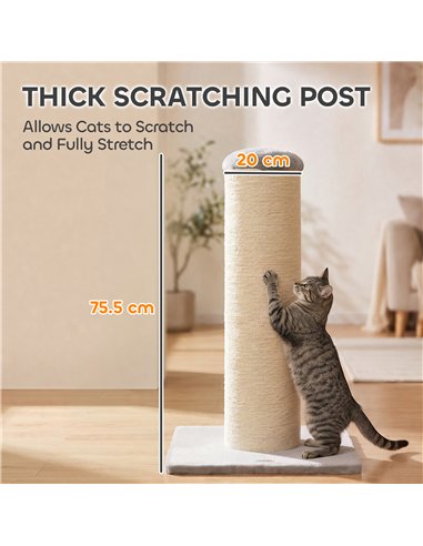 PawHut Cat Scratching Post, 76cm Tall Scratch Post for Indoor Kittens, Cat Scratcher with Stable Base