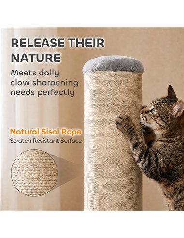 PawHut Cat Scratching Post, 76cm Tall Scratch Post for Indoor Kittens, Cat Scratcher with Stable Base