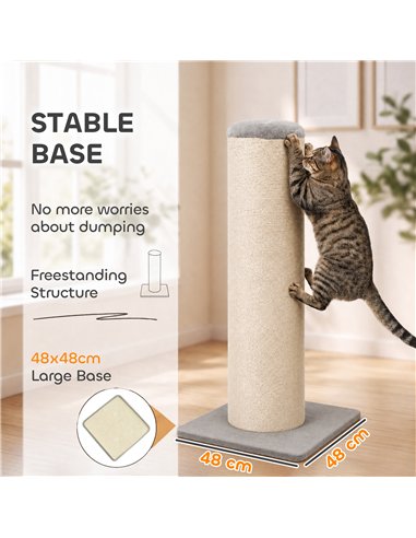 PawHut Cat Scratching Post, 76cm Tall Scratch Post for Indoor Kittens, Cat Scratcher with Stable Base