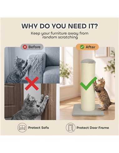 PawHut Cat Scratching Post, 76cm Tall Scratch Post for Indoor Kittens, Cat Scratcher with Stable Base