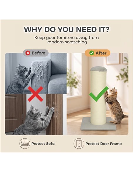PawHut Cat Scratching Post, 76cm Tall Scratch Post for Indoor Kittens, Cat Scratcher with Stable Base - pic 213466 | FastDaddyshop
